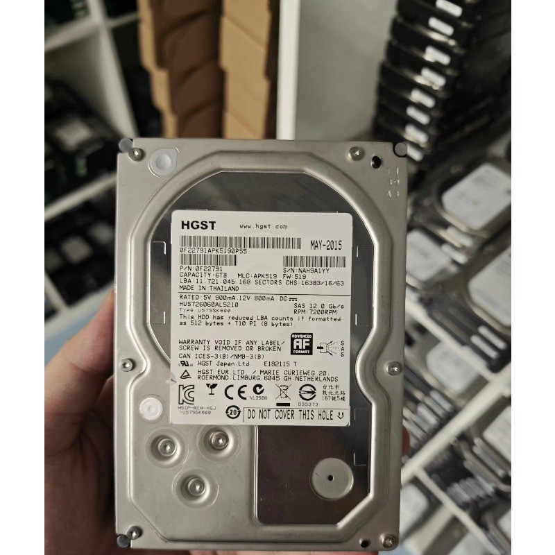 HGST 6TB 7.2K RPM SAS 12Gbps 3.5" Enterprise HDD HUS726060AL5210 0F22791 Tested