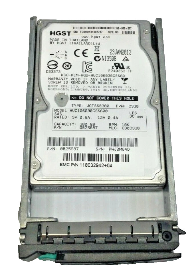 LOT 4 300GB EMC HGST 118032942+04 0B25687 HUC106030CSS600 10K RPM 2.5" SAS HDD