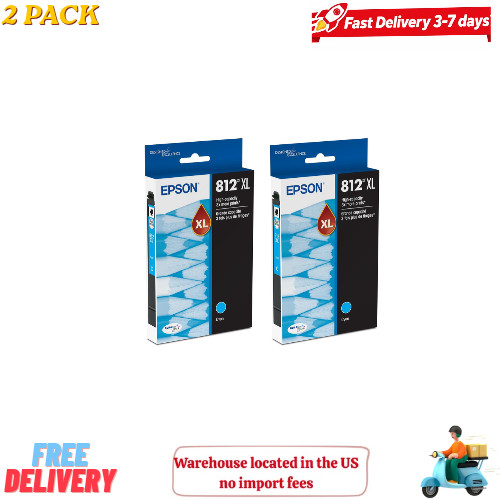 2 pack epson 812xl, cyan high capacity ink cartridges
