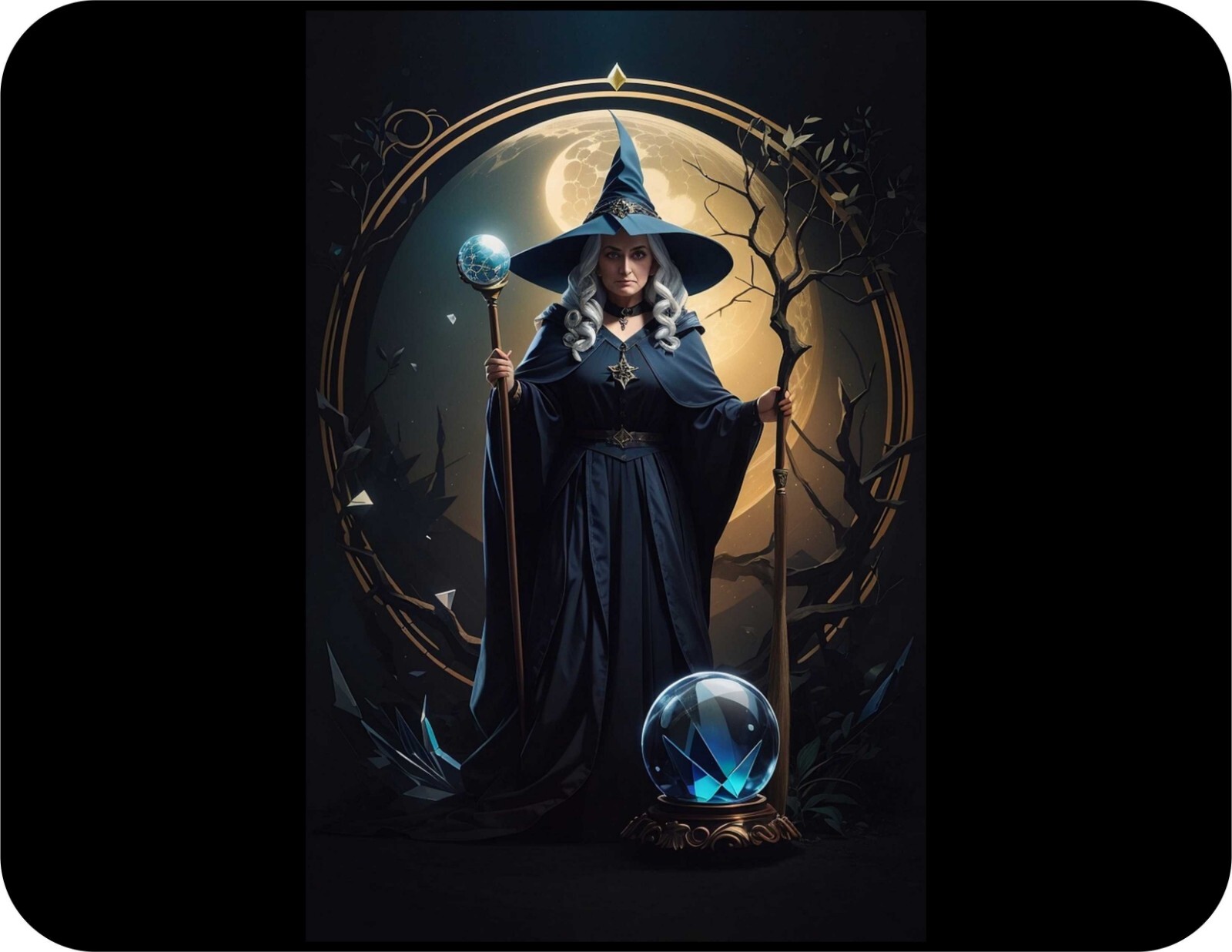 Halloween Witch Crystal Ball Art AI Design  Novelty Mouse Pad Stunning