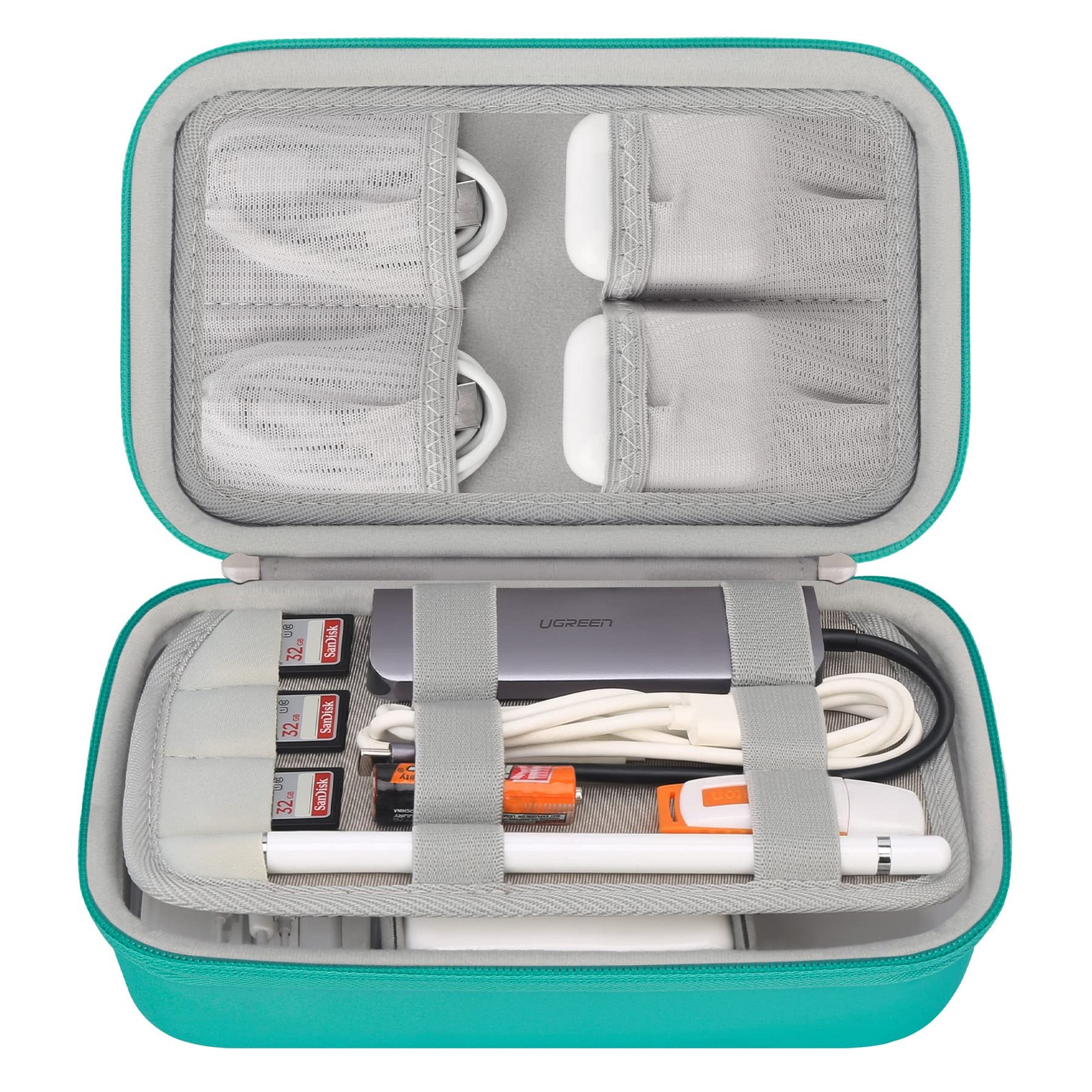 Elonbo Hard Travel Cords Organizer 9.2 x 5.9 x 2.6 inches, Turquoise 