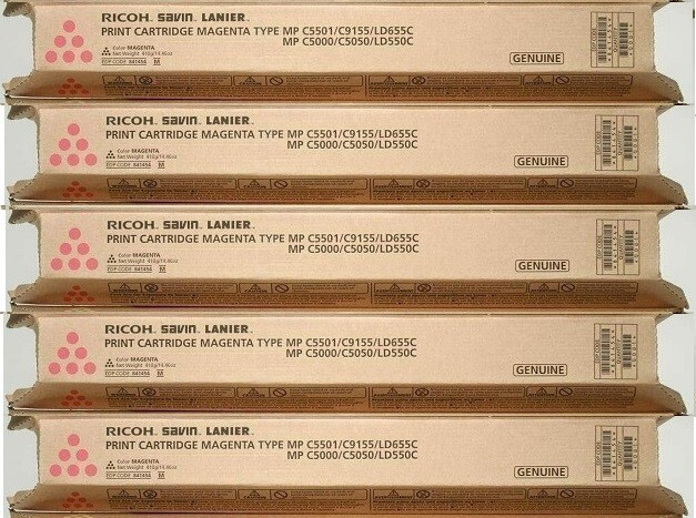 Lot of 5 Sealed Genuine Ricoh 841454 Magenta Toners C5000 C5050 LD550C