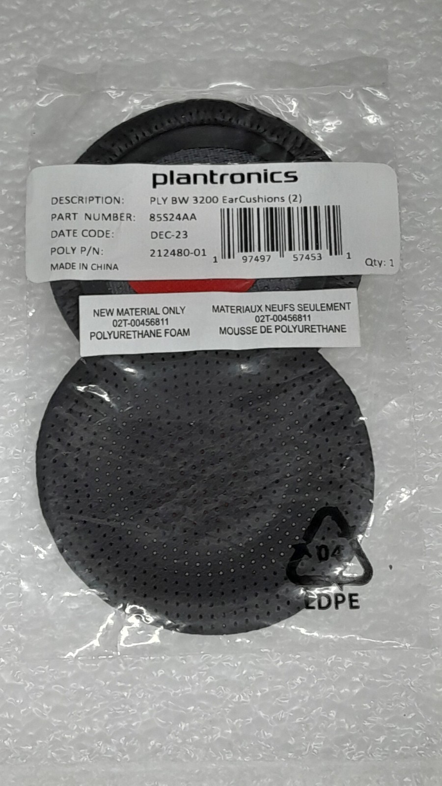 PLY BW 3200 Leatherette Black Ear Cushion 2 Pack  G129