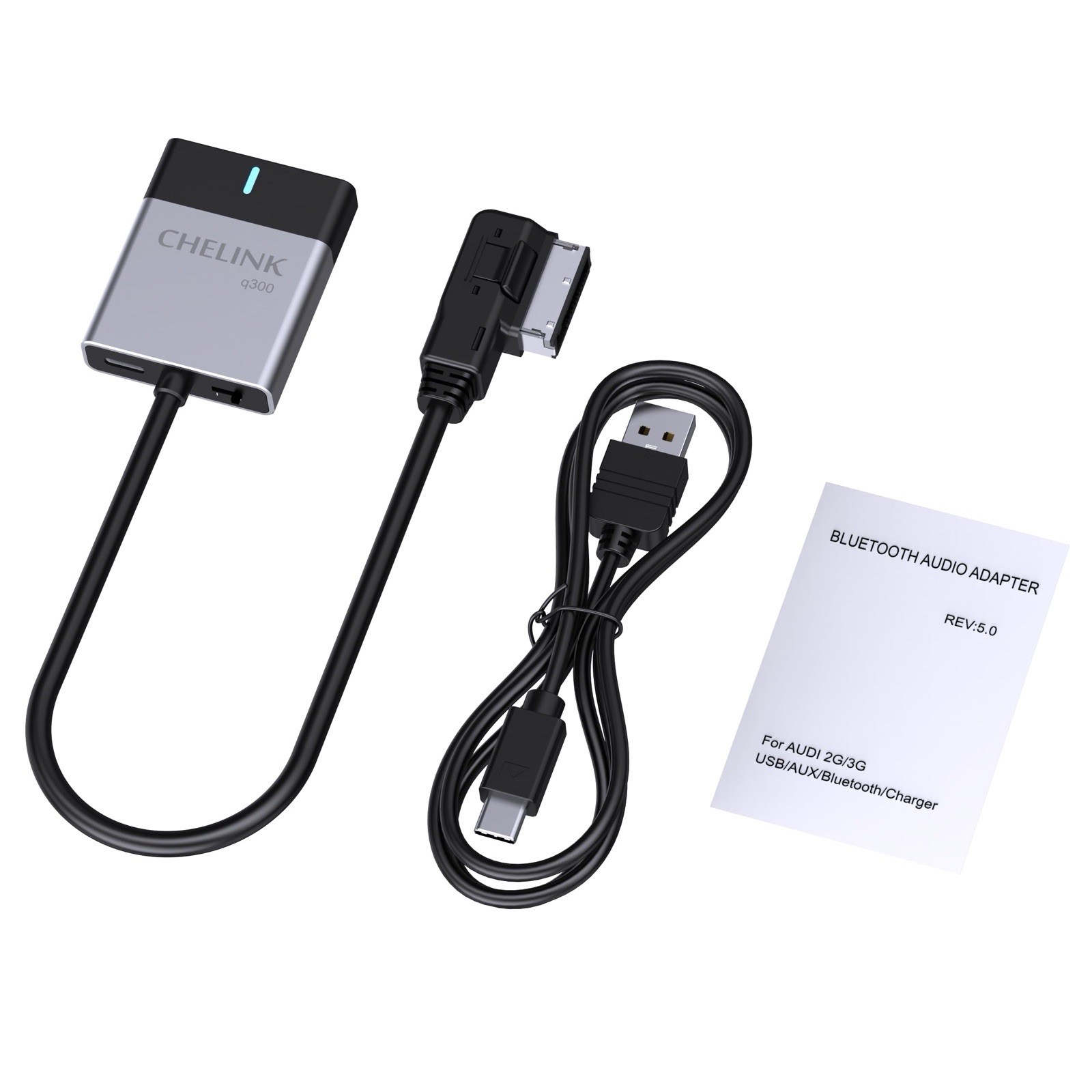 Bluetooth 5.0 Car Adapter for Audi MMI 3G/2G, Wireless Audio Receiver, VW MDI Co