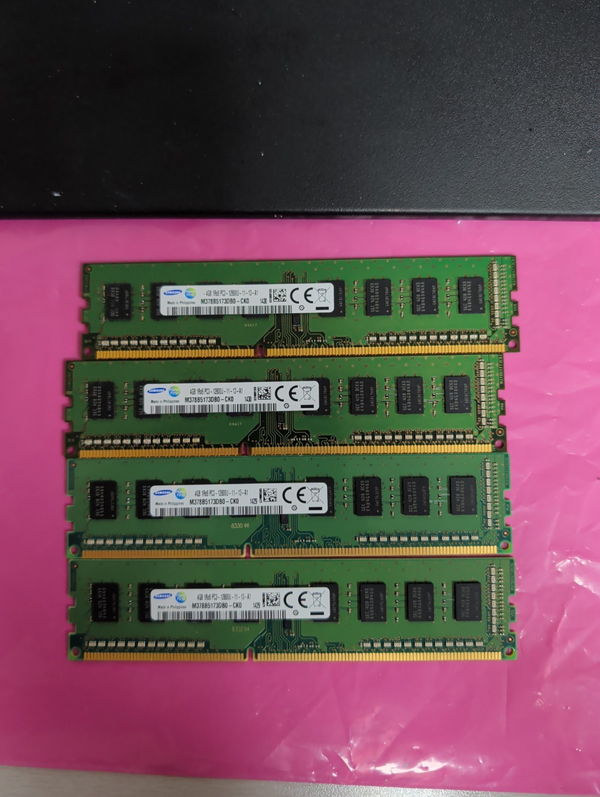 16 GB Samsung (4X4GB)  PC3- 12800U-11-12-A1 M378B5173DBO-CKO