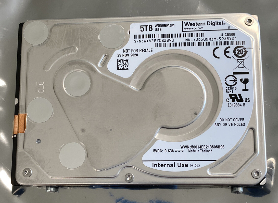 WD MDL: WD50NMZM-59A8XS1 Western Digital 5TB USB 3.0 25 NOV 2020