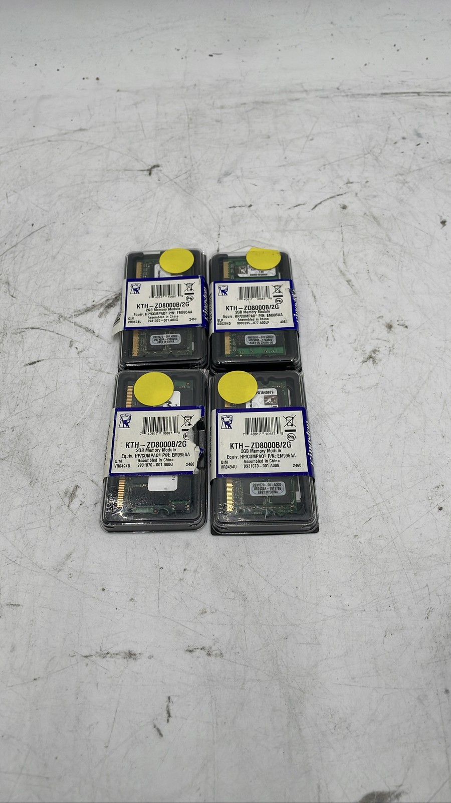 Kingston KTH-ZD8000B/2G 2GB DDR2 800MHz SODIMM RAM HP EM995AA Lot of 4