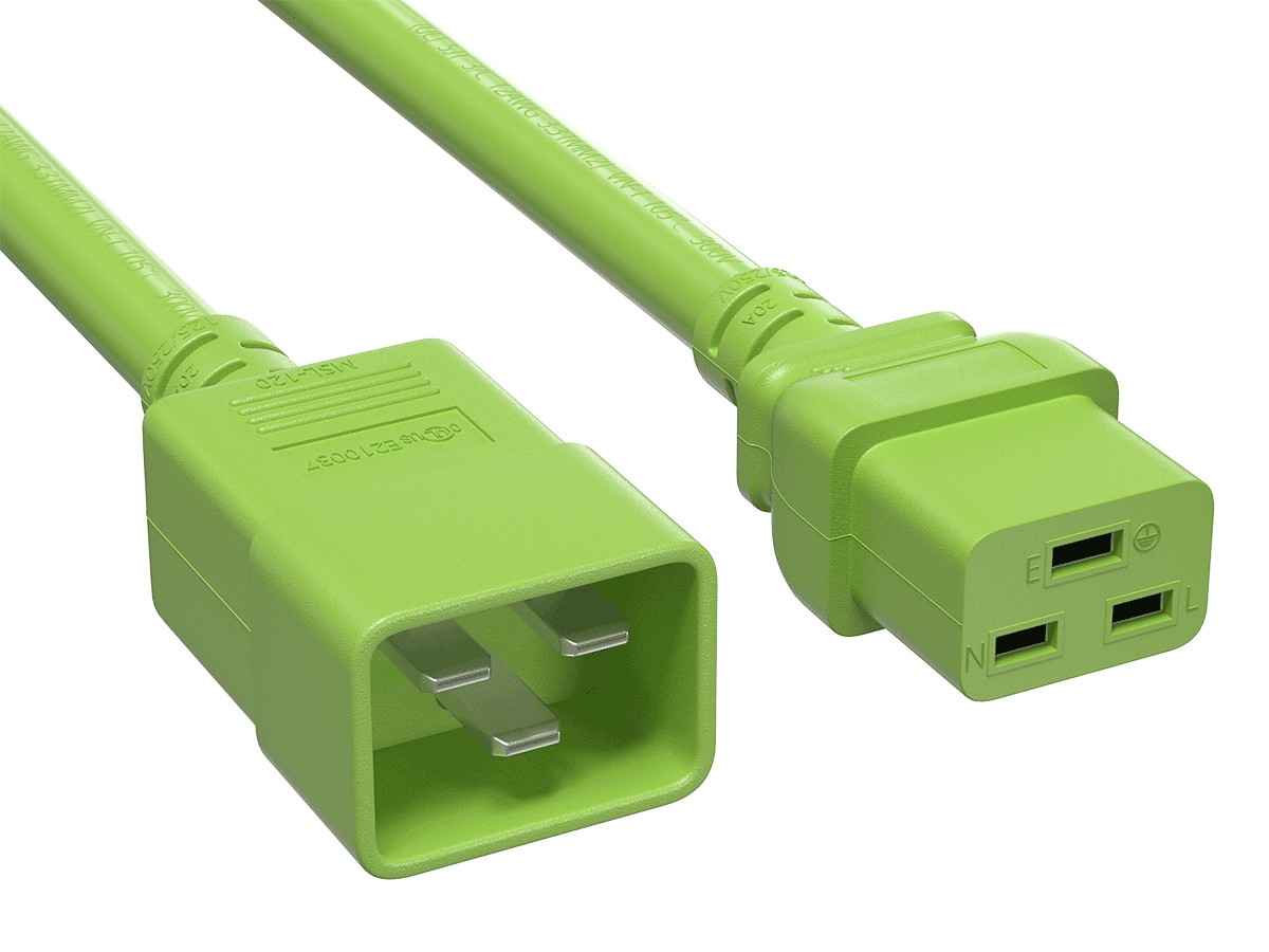 2ft IEC320 C20 to C19 Heavy Duty Extension Power Cord, 12AWG, SJT, 20A/250V, ...