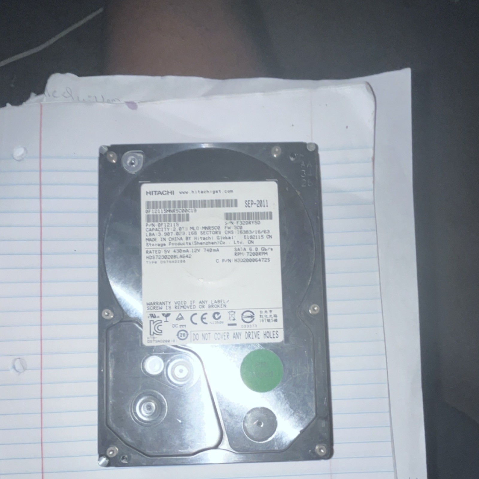 Hitachi Deskstar 2TB 7200RPM 3.5in SATA HDD 32MB HDS723020BLA642