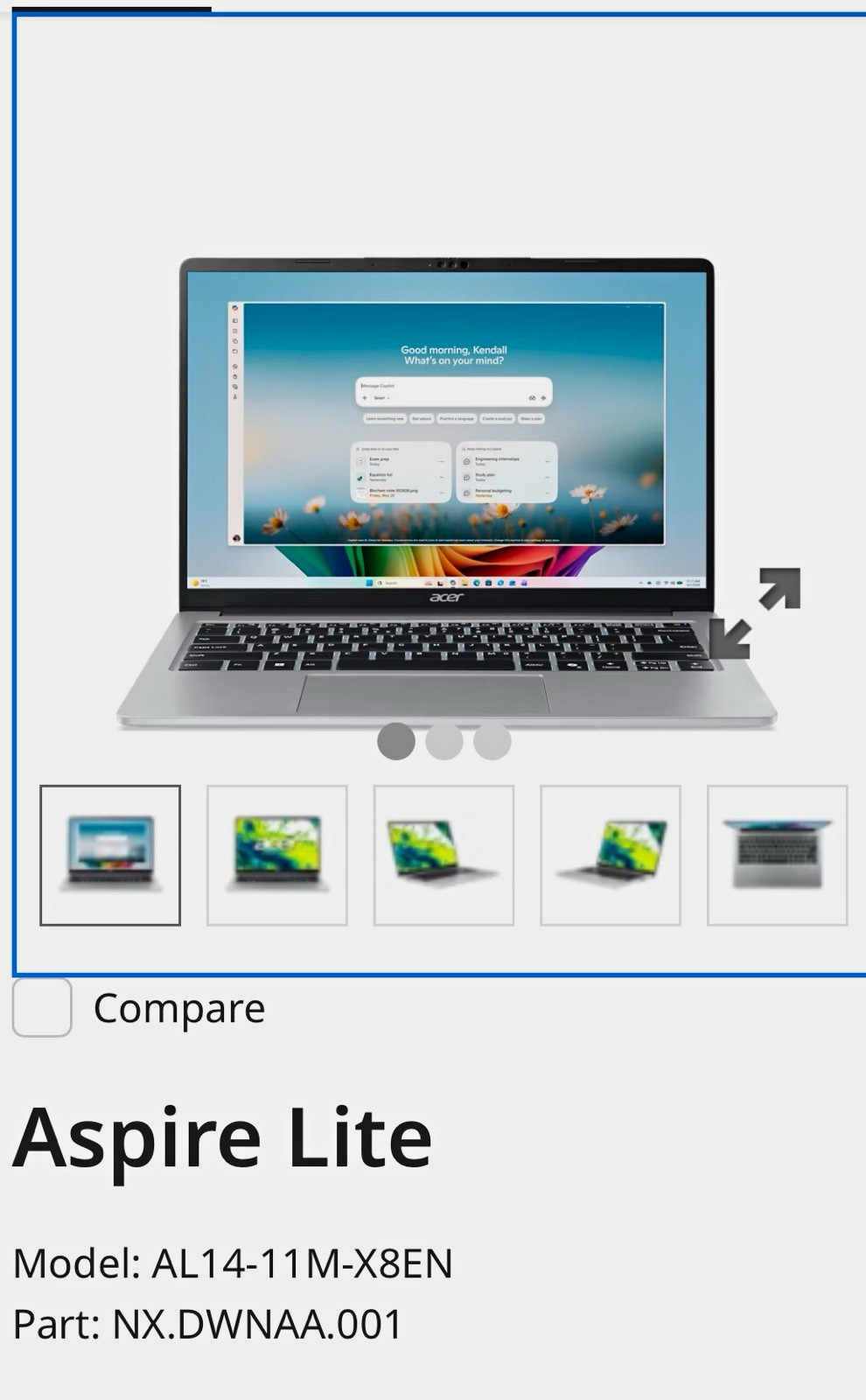 Acer Aspire Lite AL14-11M-X8EN 14in FHD Win11 8GB 512GB SSD Intel UHD