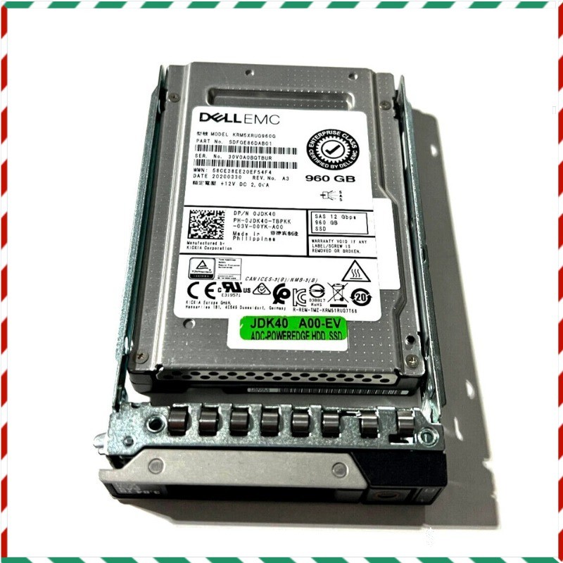 New 0JDK40 JDK40 DELL EMC ENTERPRISE 960GB 12Gb/s 2.5" SSD 14/15/16G KIT