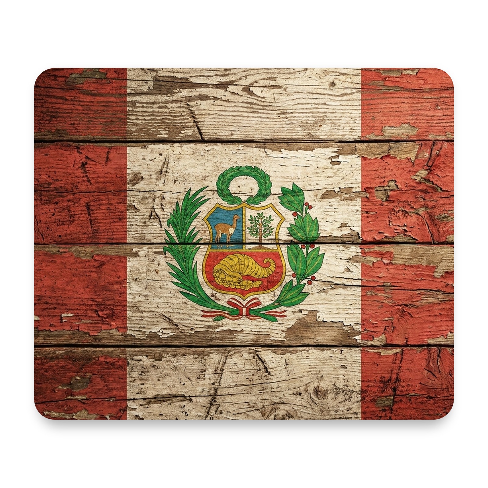 Peru Flag Distressed Vintage Coat Of Arms Crest Mouse Pad 9.25x7.75 Non-Slip