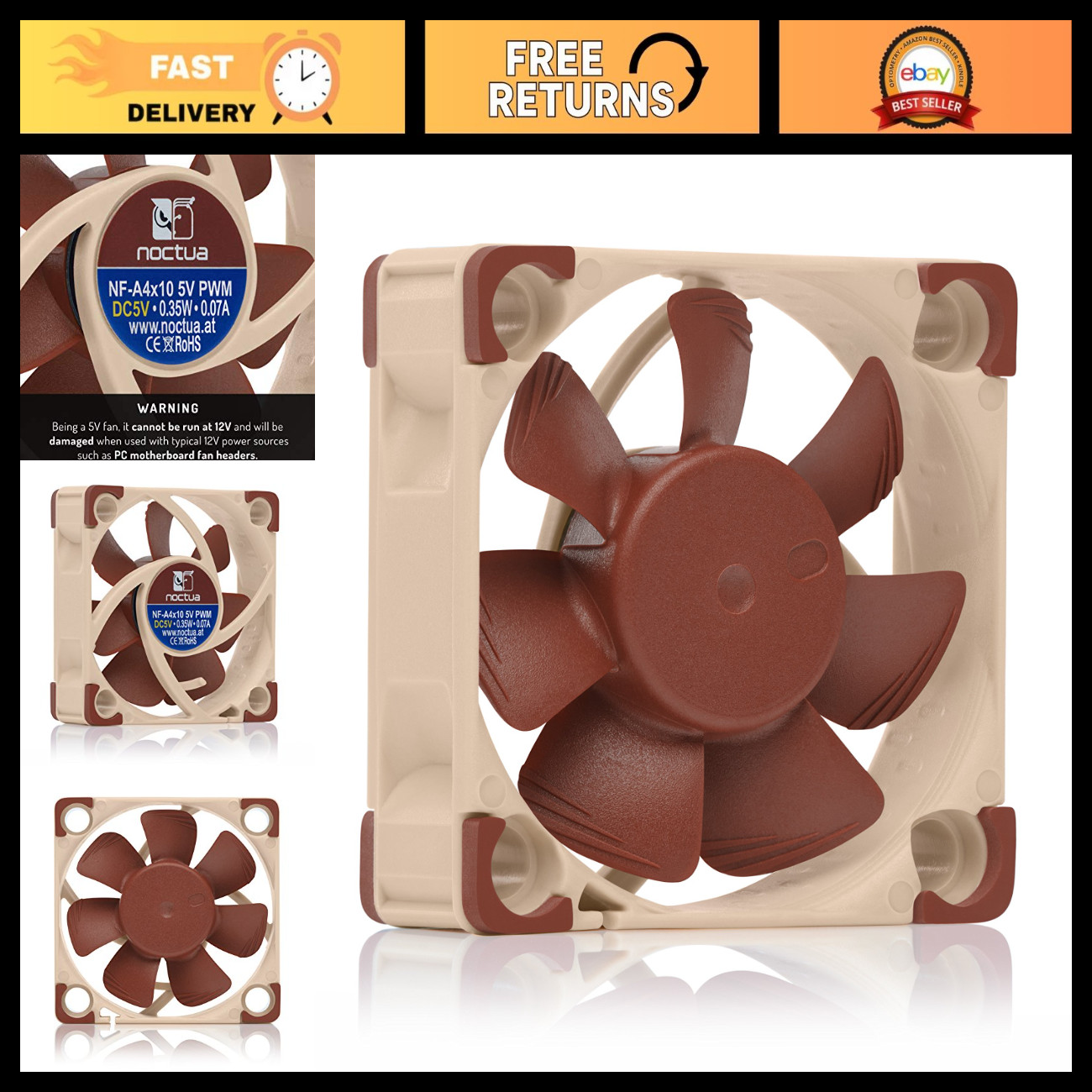 High-Performance 40mm Quiet PWM Fan, Low Noise Cooling for PC & Electronics