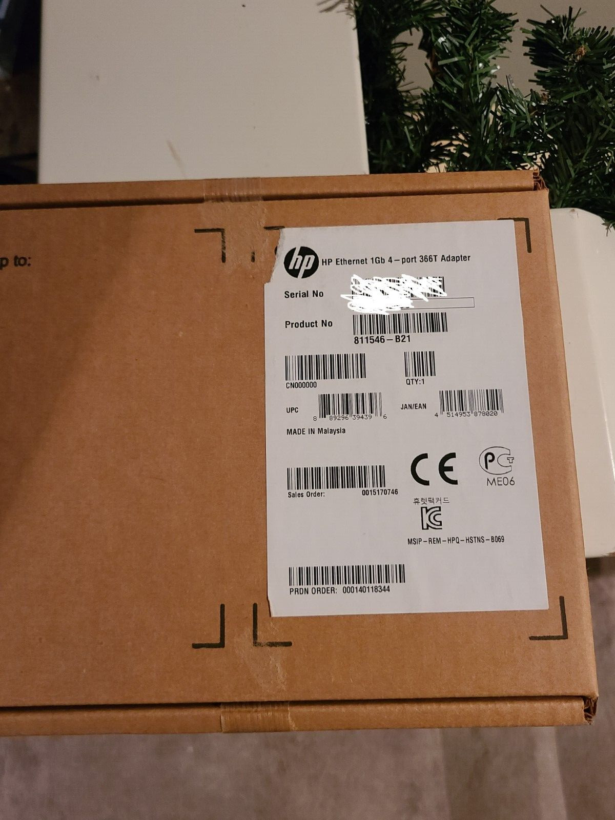 HPE 366T Quad Port Gigabit PCI-E2.1x4 Ethernet Card 811546-B21 Open Box Ships 2M