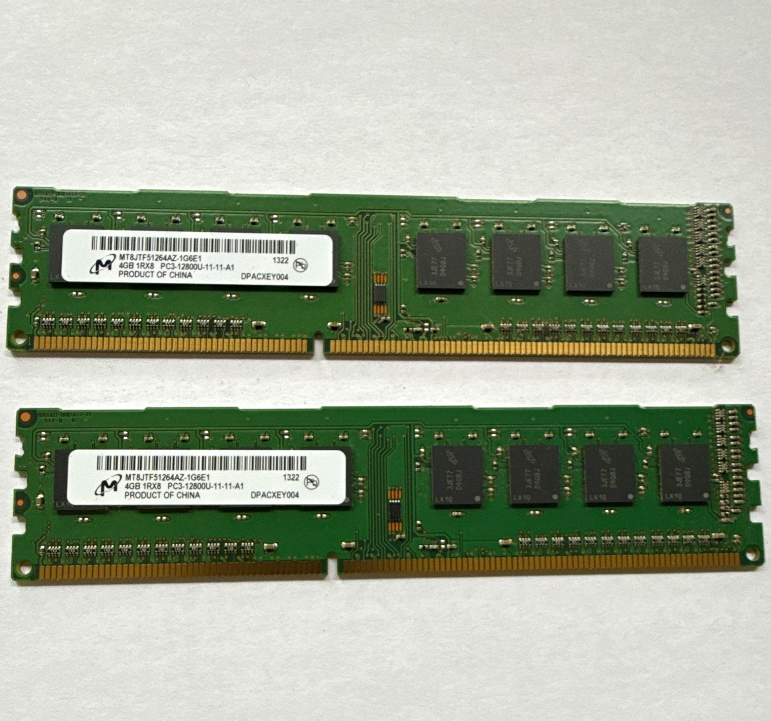 Micron 8GB (2x4GB) DDR3 PC3-12800U 240-Pin DIMM RAM MT8JTF51264AZ-1G6E1
