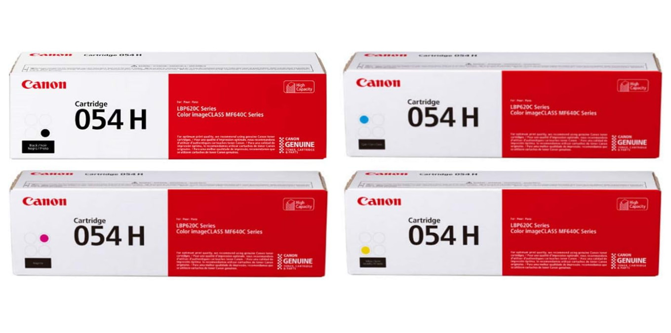 Genuine Canon 054H High Yield Toner Cartridge Set 4-Pack CMYK Black Cyan Magenta
