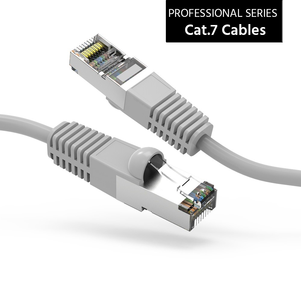 5 Pack of 12Ft CAT7 Shielded (SSTP) 600MHz Ethernet Network Booted Cable Gray