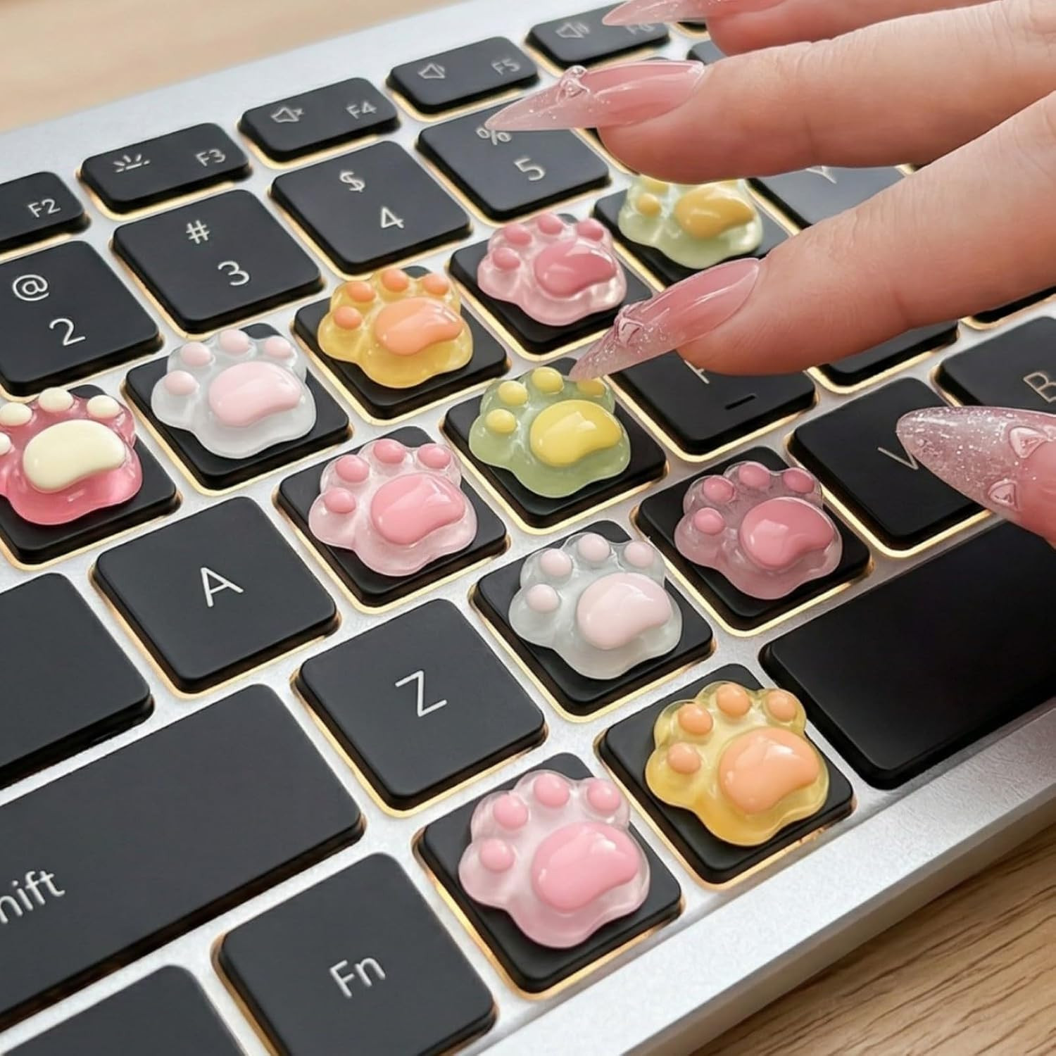30pcs Cute 3D Keyboard Key Caps for Nail-Art,Cat Paw Keyboard Stickers(A30)