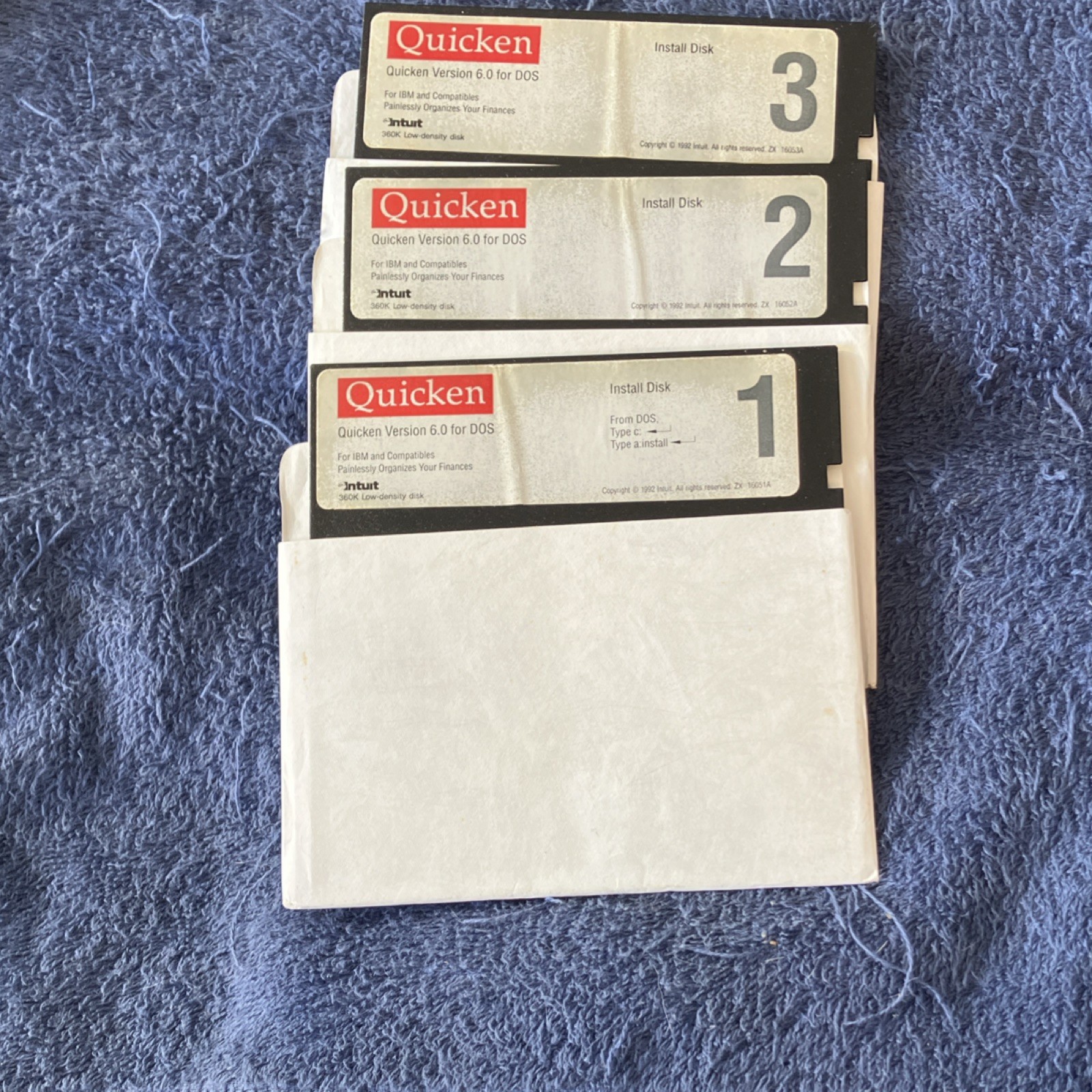 Intuit Quicken Version 6.0 for DOS Personal Finance 5.25" Floppy Disc Set of 3