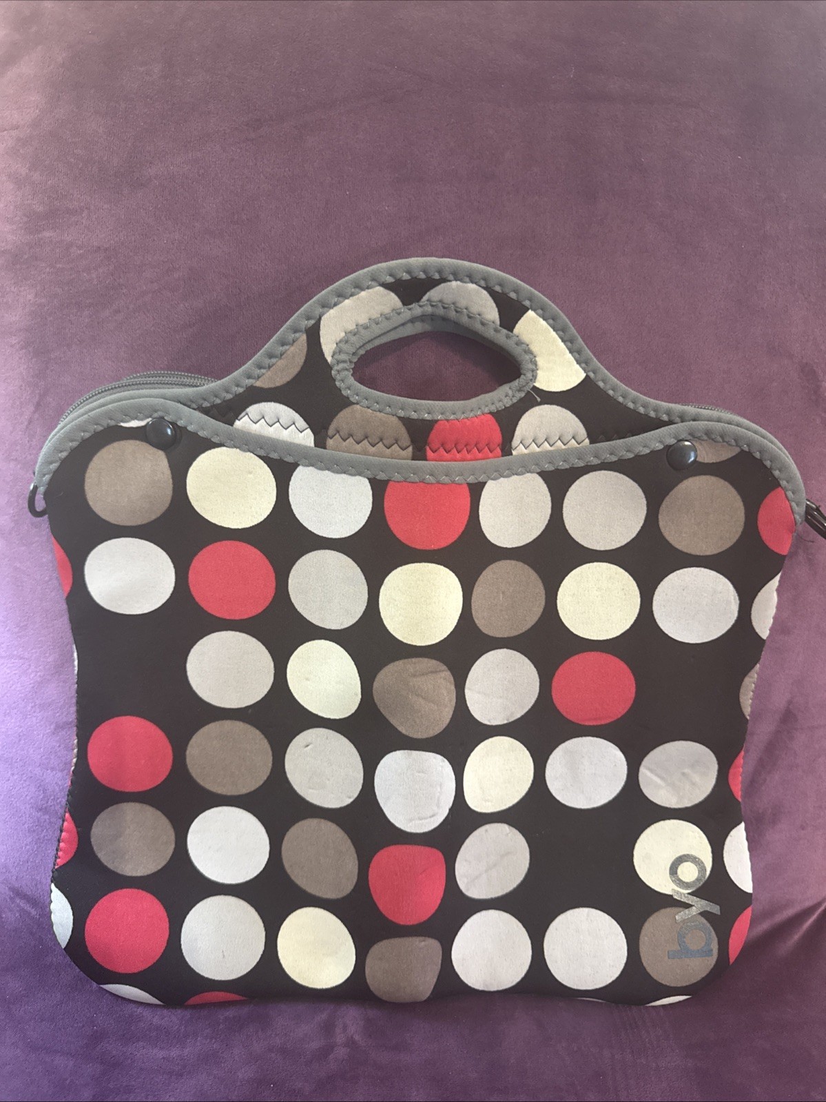 Byo By Built NY Laptop Bag Minus Shoulder Straps Neoprene Polka -Dot