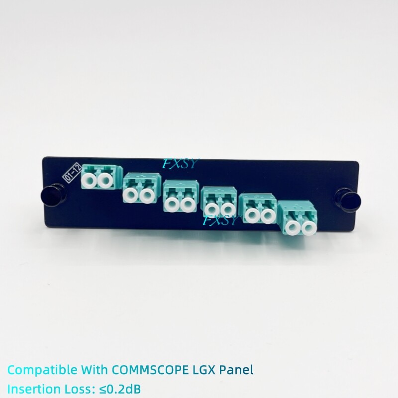 LGX Fiber Optic Panel 12 Port 6 LC Duplex Adapter OM3 OM4 Compatible COMMSCOPE