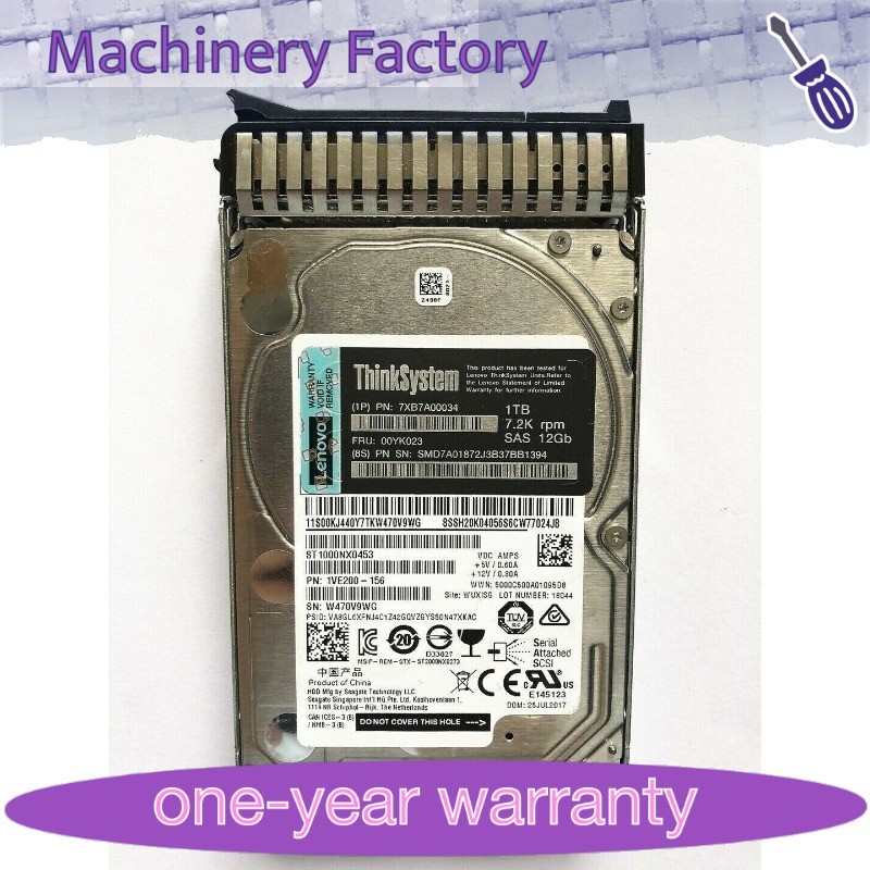 7XB7A00034 for Lenovo 00YK023 1TB 7.2K 2.5 SAS 12Gb Hot Swap 512n HDD Hard Driv