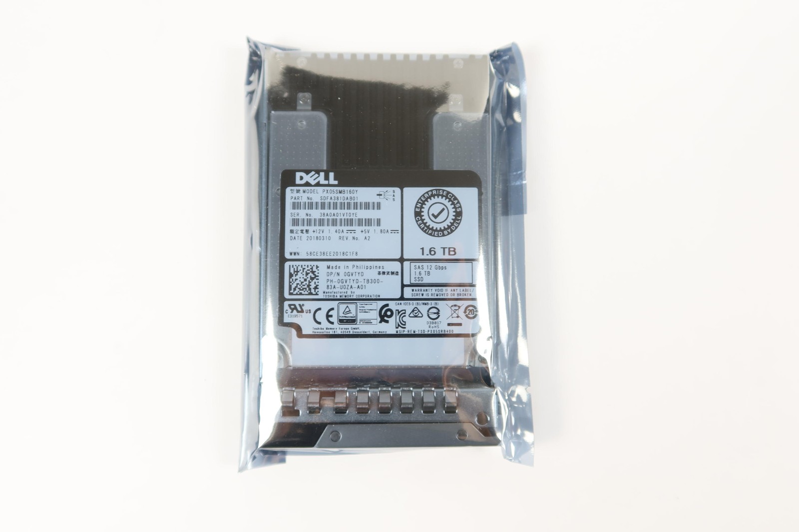 Dell PX05SMB160Y 0GVTYD GVTYD 1.6TB 12G 2.5" SAS MU SSD