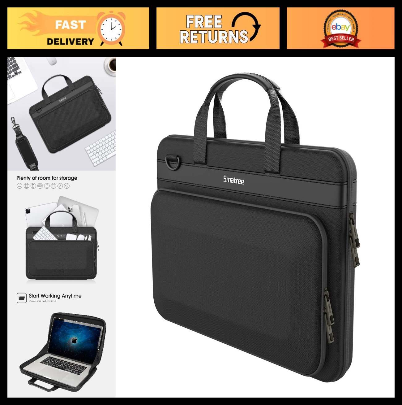 Hard Laptop Sleeve Bag for 14.2" MacBook Pro, 13" Air & 14" Acer Swift - Durable