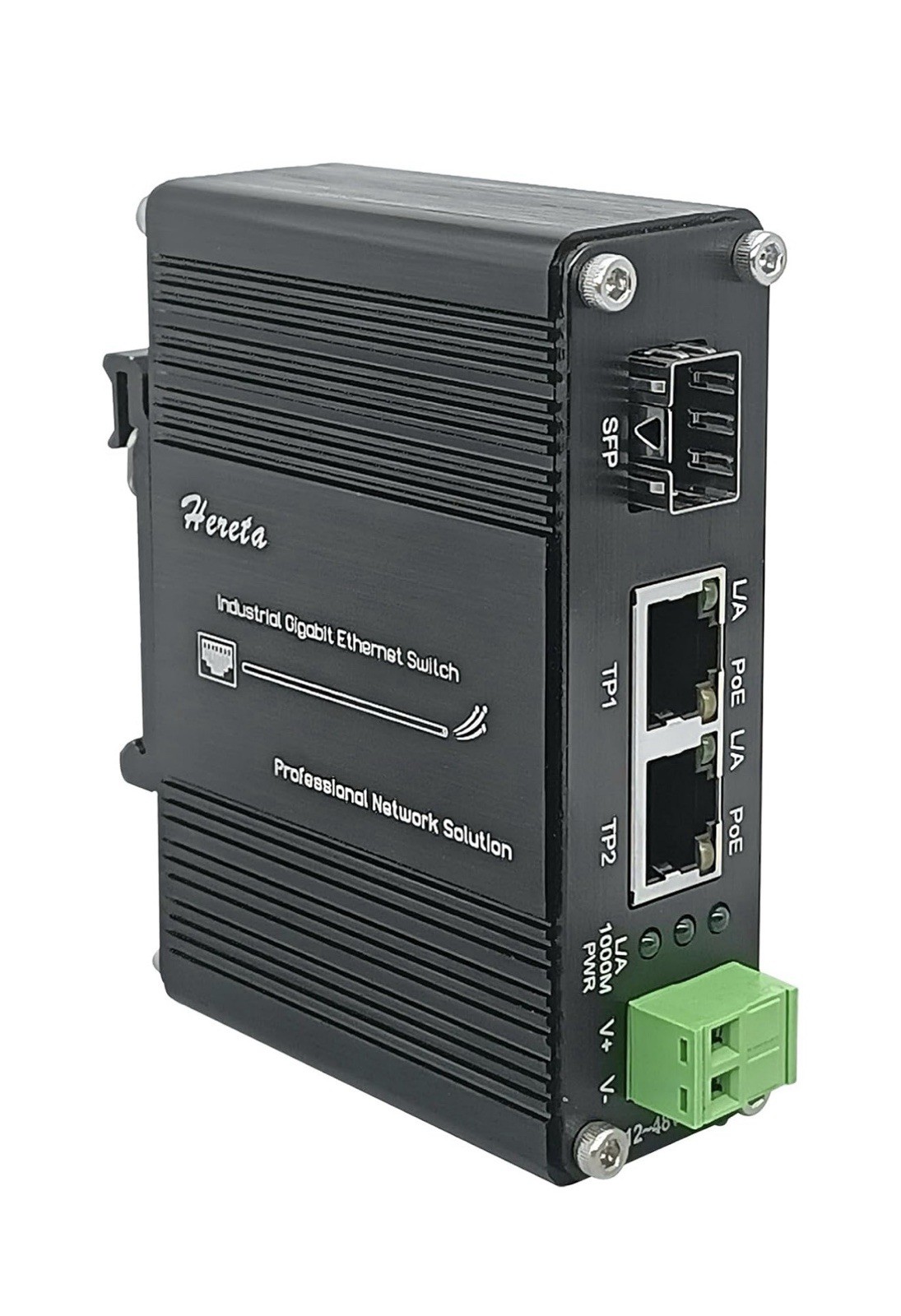 Gigabit Industrial Ethernet Media Converter POE+ 30W 12~48V DC NEW