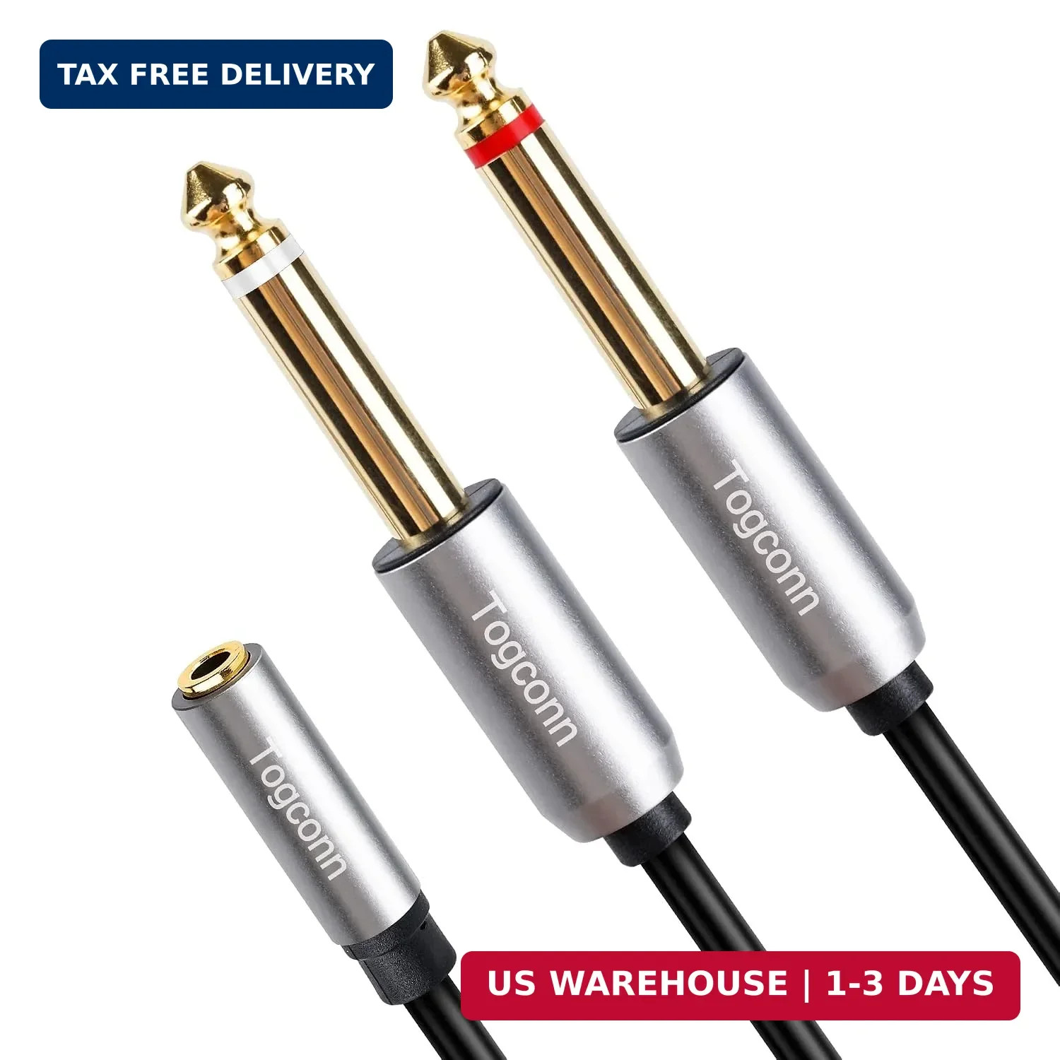 3.5mm to Dual 6.35mm Y-Adapter Splitter 0.6 Feet,3.5mm 1/8 Inch TRS Stereo Femal