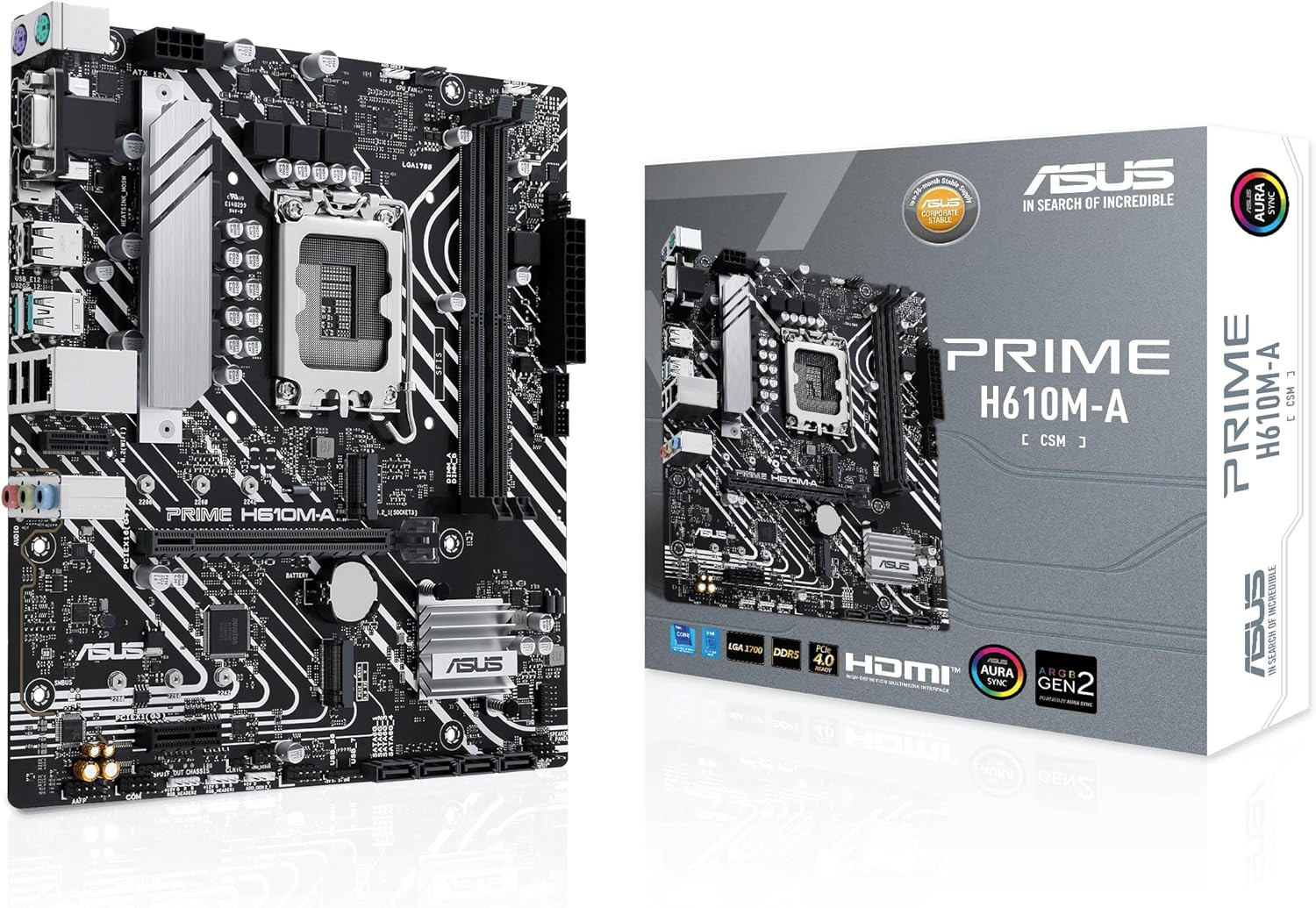 Prime H610M-A-CSM Intel® H610 (LGA 1700) CSM Business Matx Motherboard, with Pci