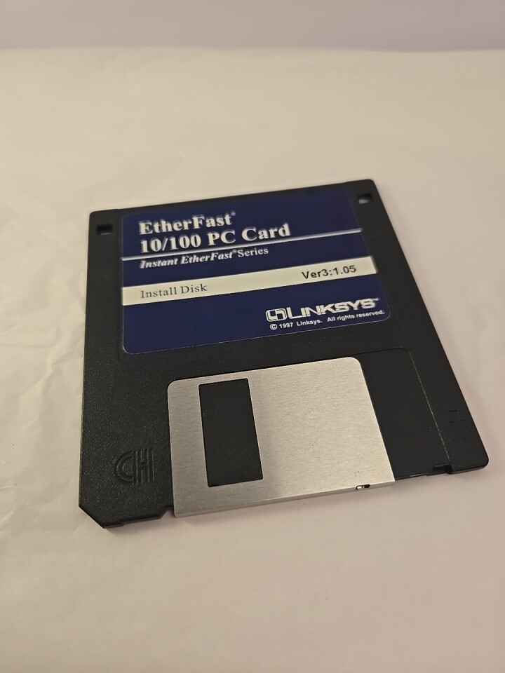 Vintage Instant EtherFast 10/100 LAN Card Linksys Driver 3.5" Disk Ver 3:1.05