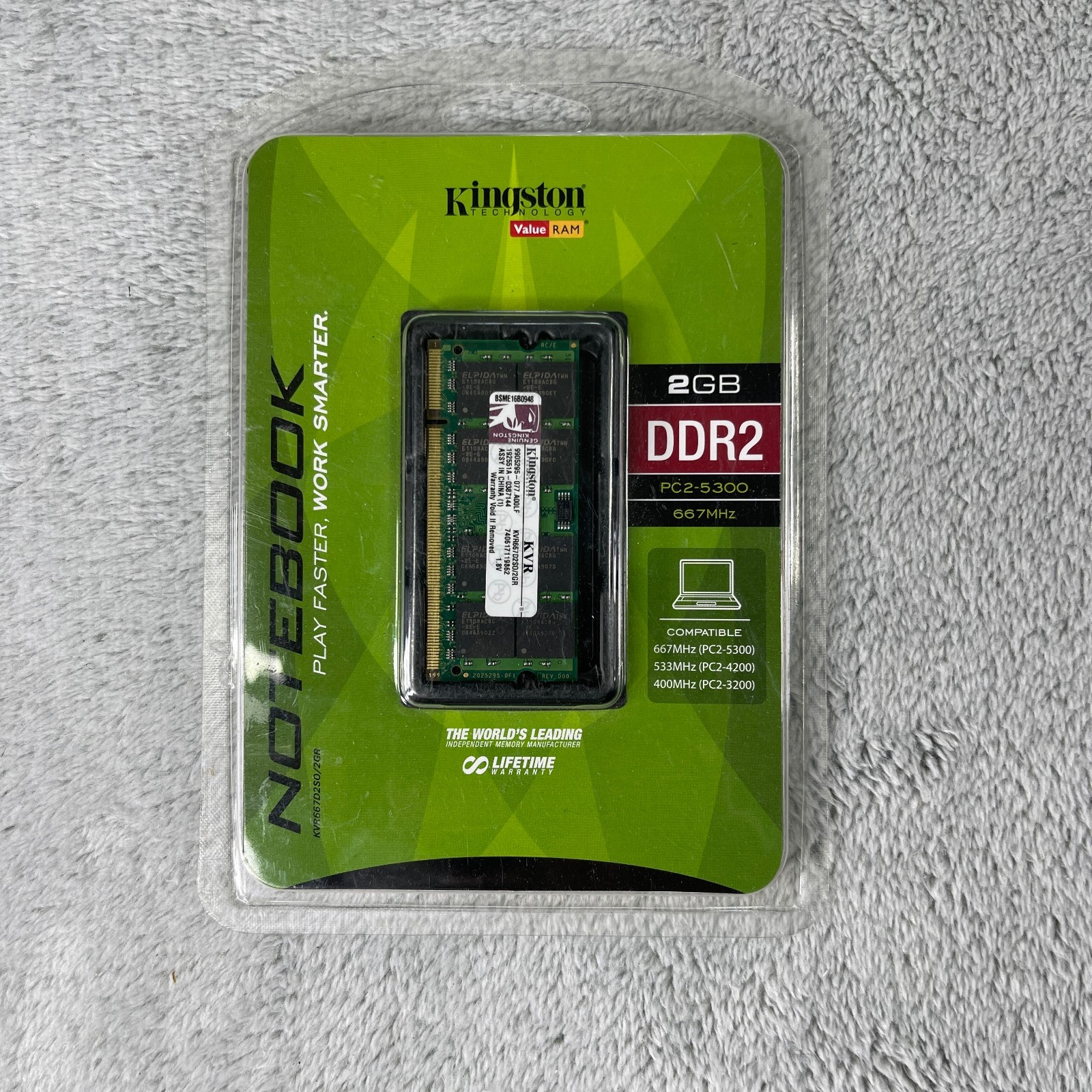 New Kingston NoteBook 2GB DDR2 PC2-5300 667MHz Ram - KVR667D2SO/2GR