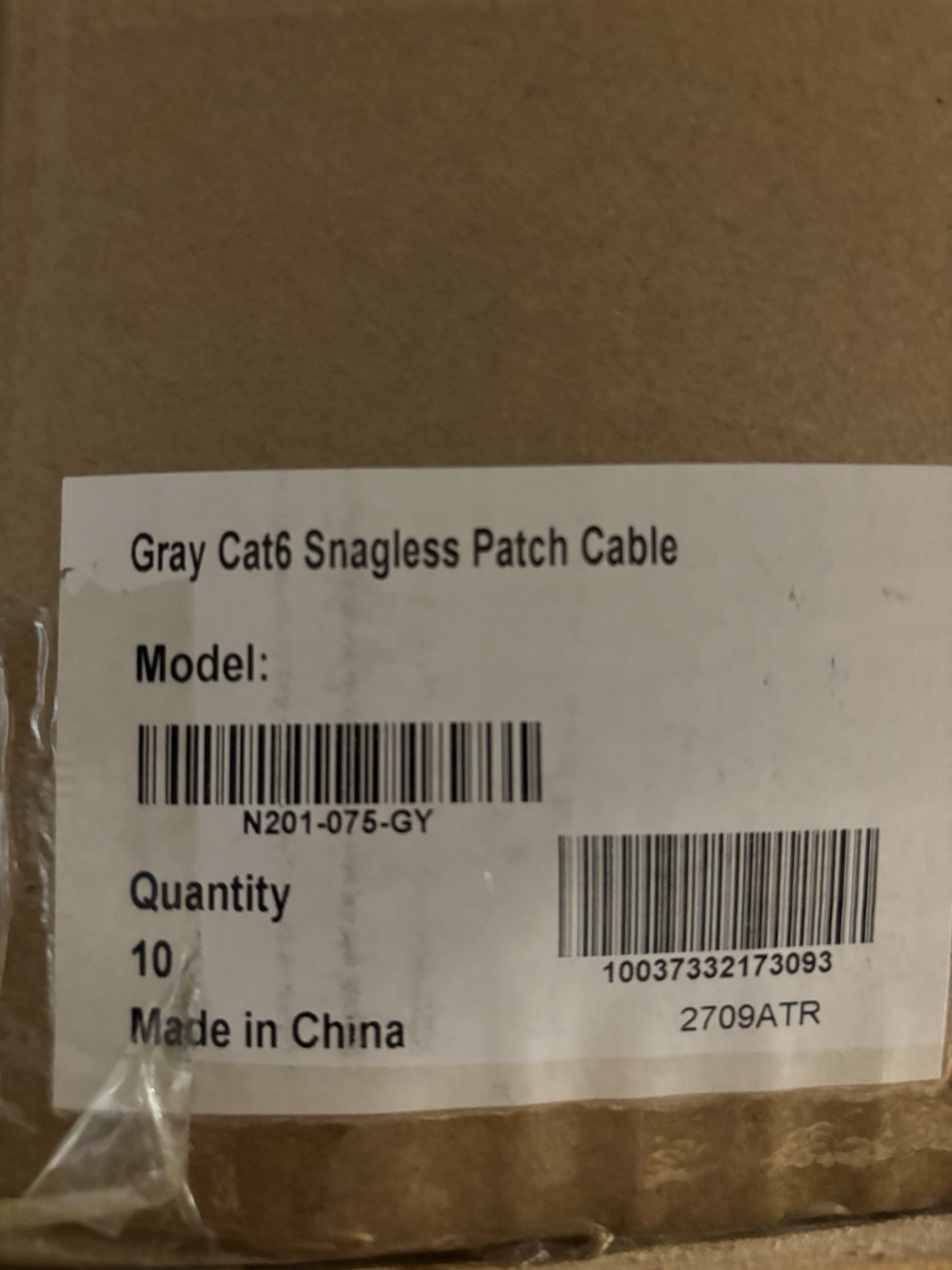 Tripp Lite N201-075-GY 75ft Cat6 Snagless Patch Cable RJ45 M-M Gray BOX OF 10