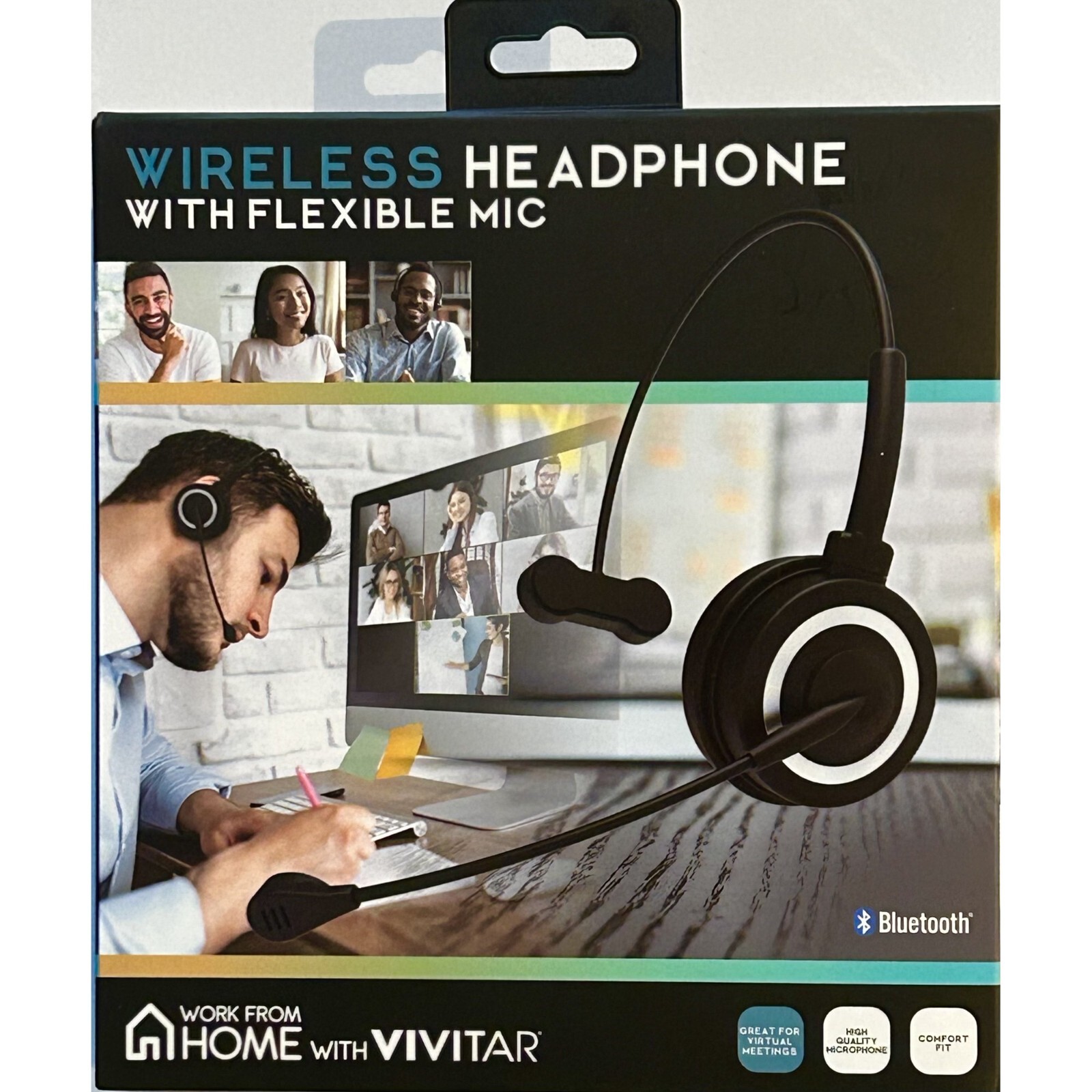 New Vivitar VWC105 Wireless Headphone with Flexible Mic W/Charge Cord Fast Ship