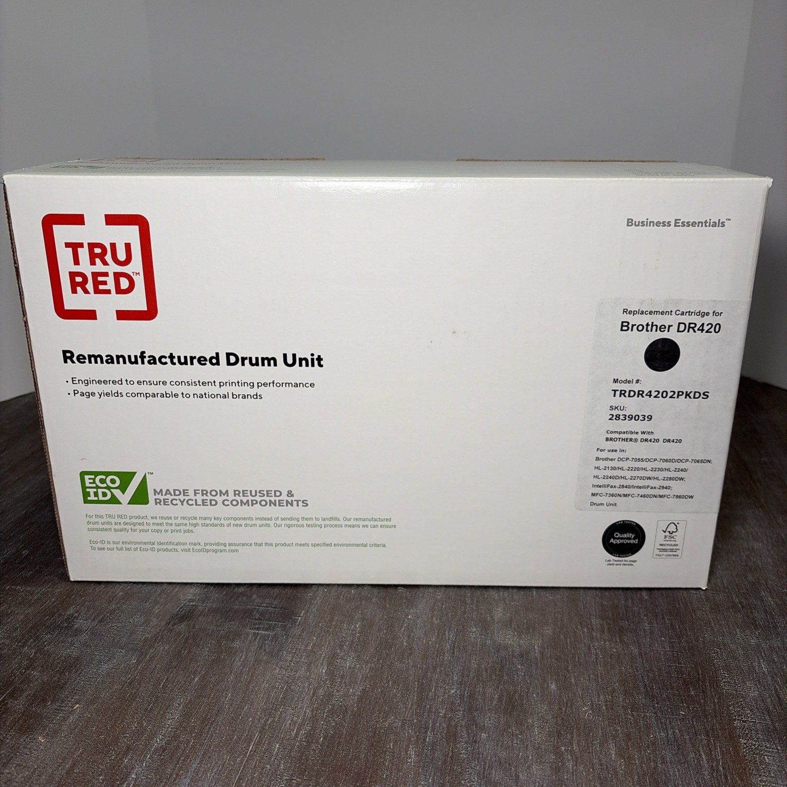 Tru Red/Staples Black Drum Unit Brother DR-420 2839039 New Sealed