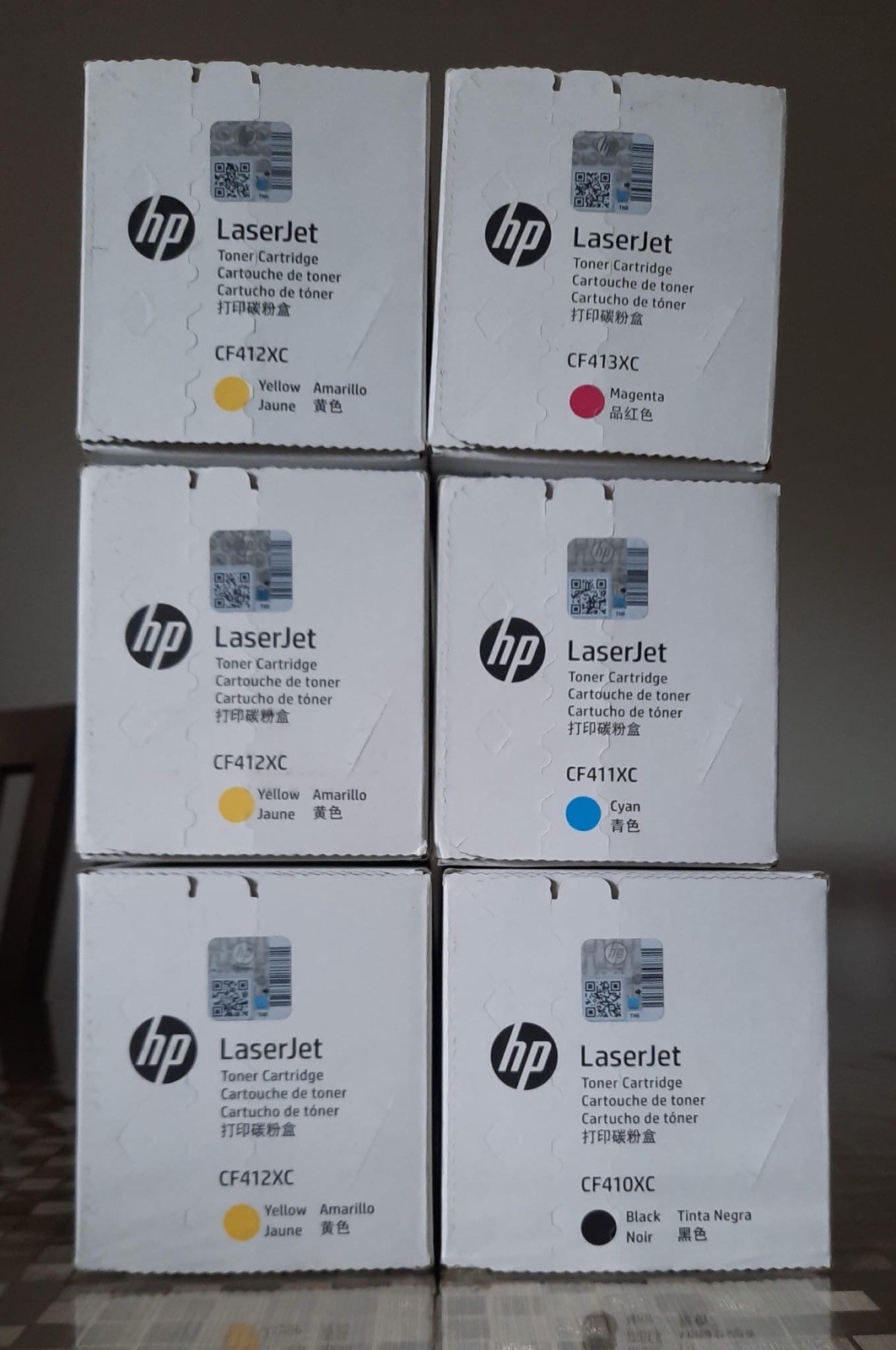 New OEM 6 Genuine High Yield  HP 410X Toners Cf410XC, Cf411XC, Cf412XC, CF413XC