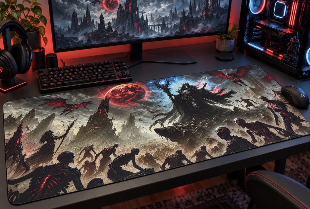 Fantasy Skull Death Dark Night Themed Desk or Gaming Mat | Plant or Mousepad