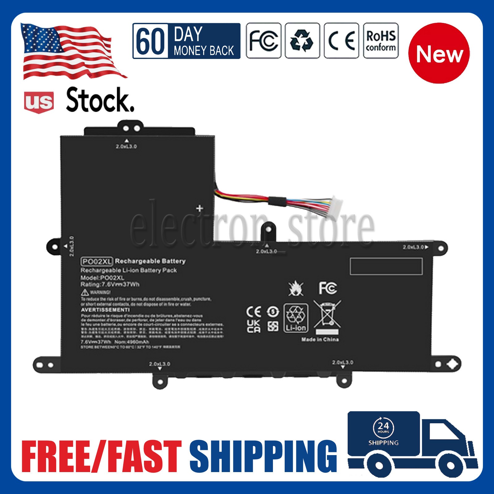 PO02XL 824560-005 Laptop Battery for HP Stream 11-ah0xx 11-ak0012dx 11-ak0013dx