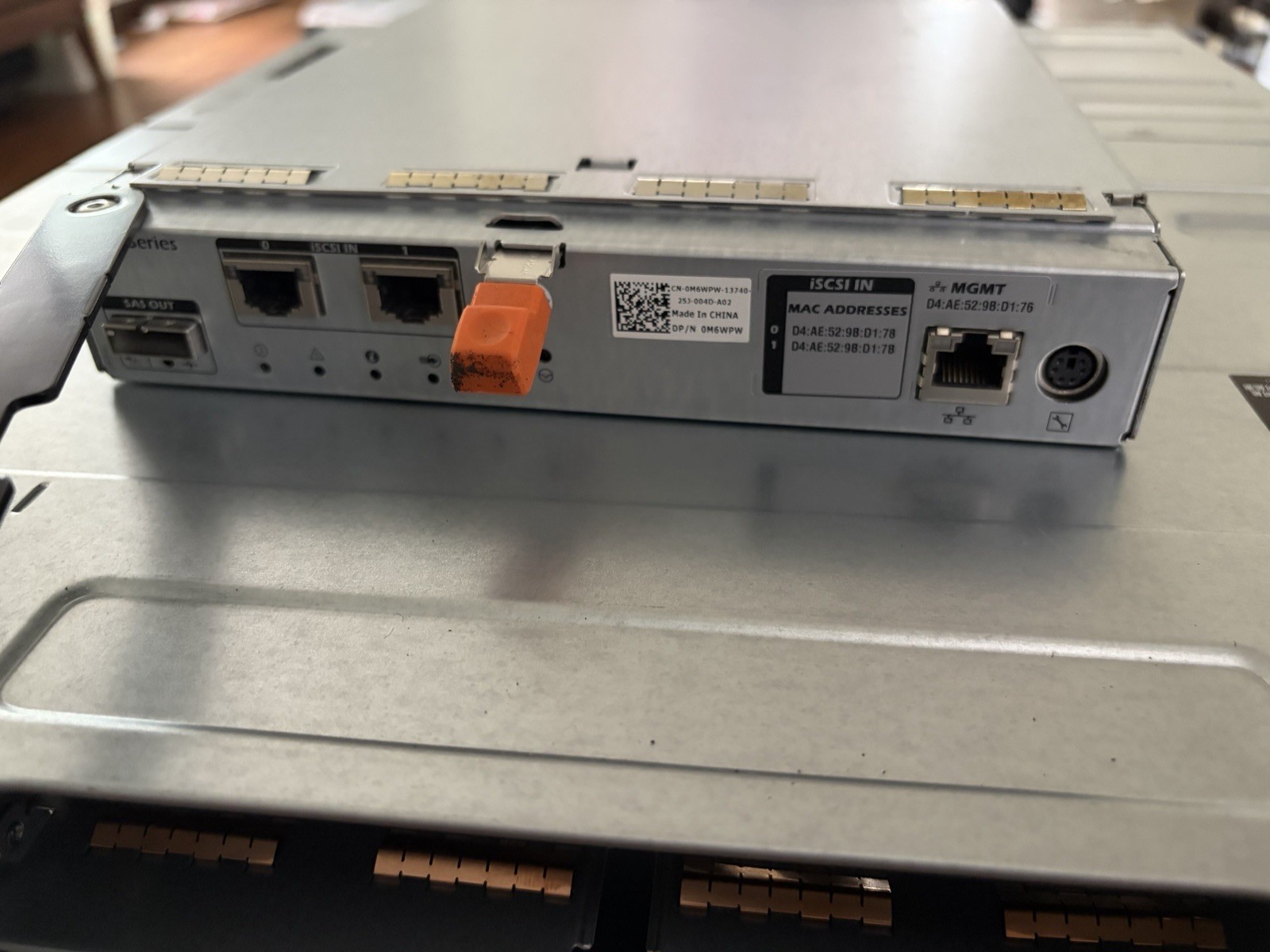 Dell 0M6WPW M6WPW E02M003 PowerVault MD3600i MD3620i 10GbE iSCSI Controller