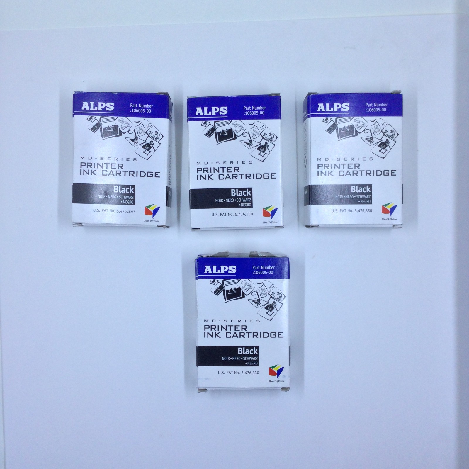 LOT OF 4 ALPS 106005-00 MD SERIES Black Ink Cartridge Genuine New