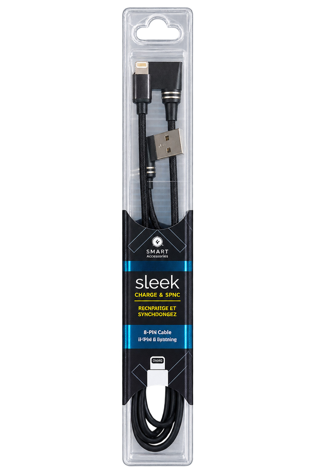 SMART Accessories Sleek 8-Pin Lightning Charge Sync Cable 3ft Black 7 Packs.