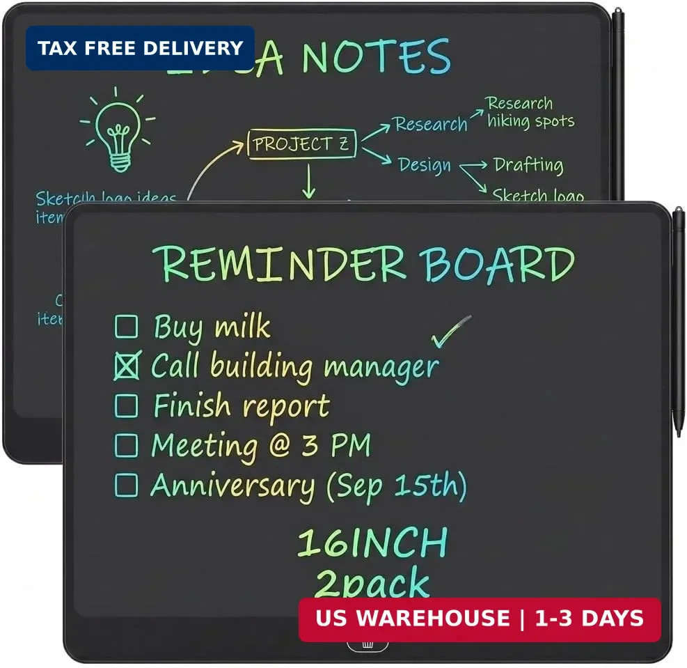 16 Inch LCD Writing Tablet 2 Pack, Large Electronic Notepad Reusable Digital Mem