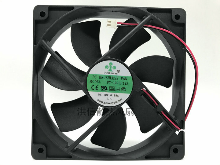 1pcs  POWERYEAR PY-1225H12S DC12V 0.35A 12CM 12025 2-wire cooling fan