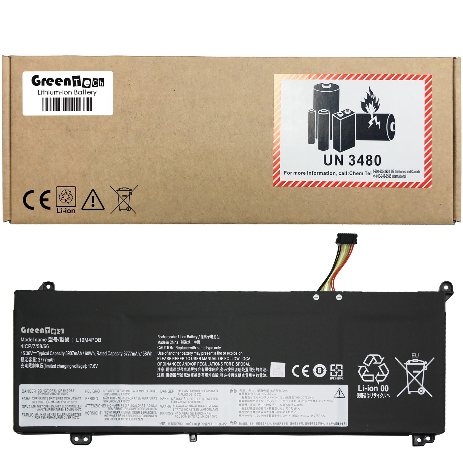 GREENTECH L19C4PDB BATTERY FOR THINKBOOK 14 15 G2 G3 G4 60WH SB10Z21205 L19M4PDB
