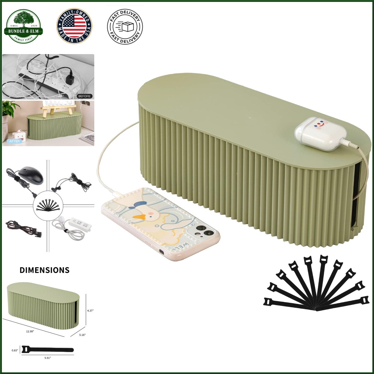 Durable Plastic Cord Organizer with Easy Installation and Large Capacity