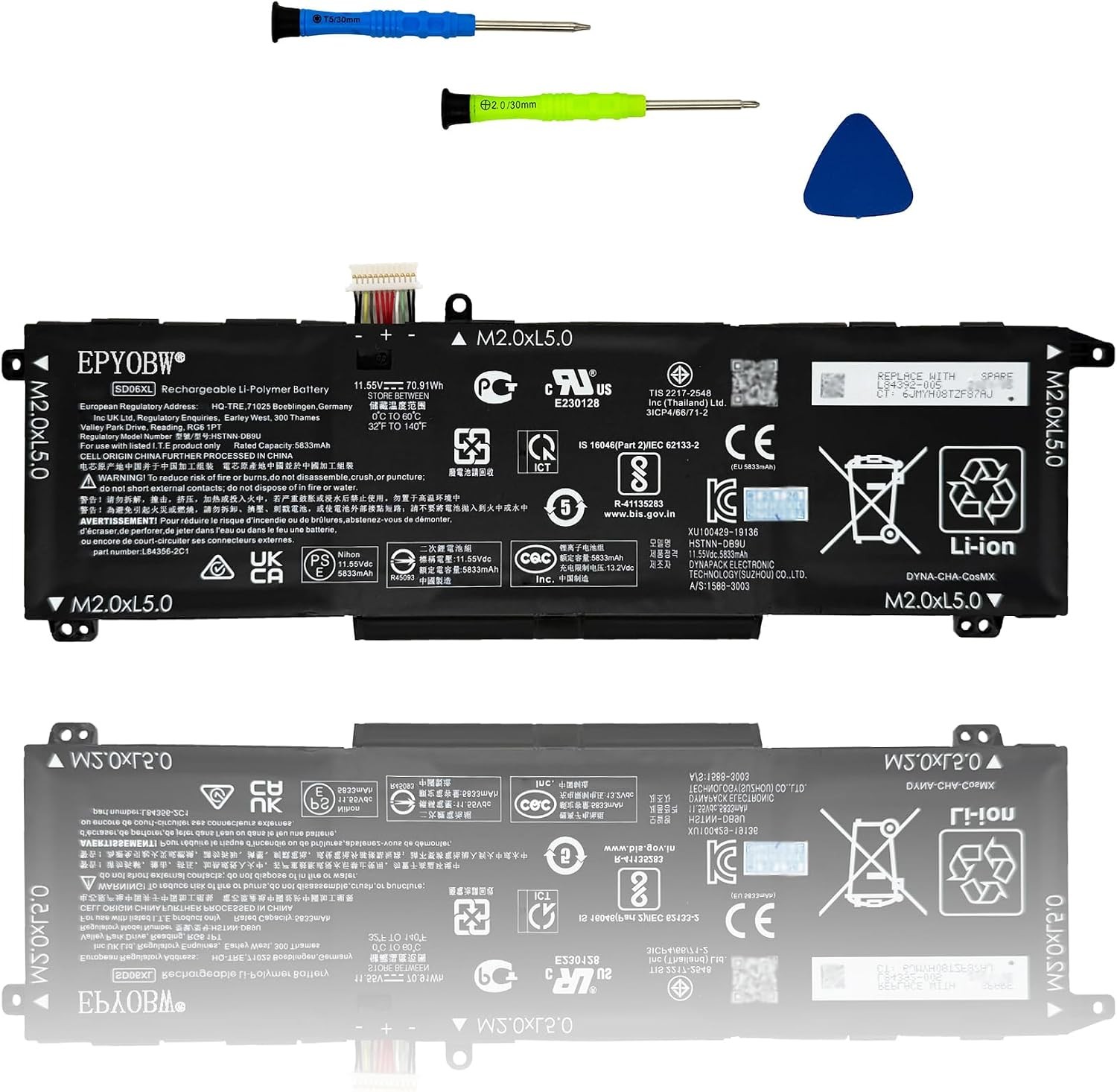 SD06XL Laptop Battery 70.91Wh 5833mAh 11.55V Series SD03XL Compatible with HP