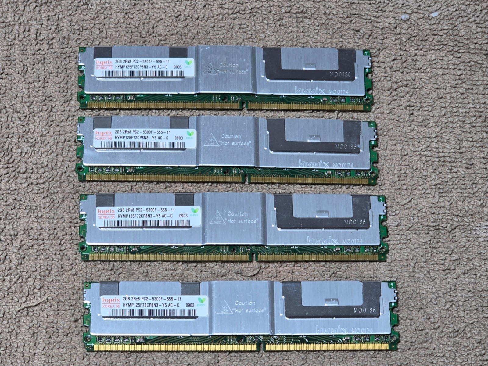 Hynix 2GB 2Rx8 PC2-5300F-555-11 /2GB Server Memory LOT OF 4