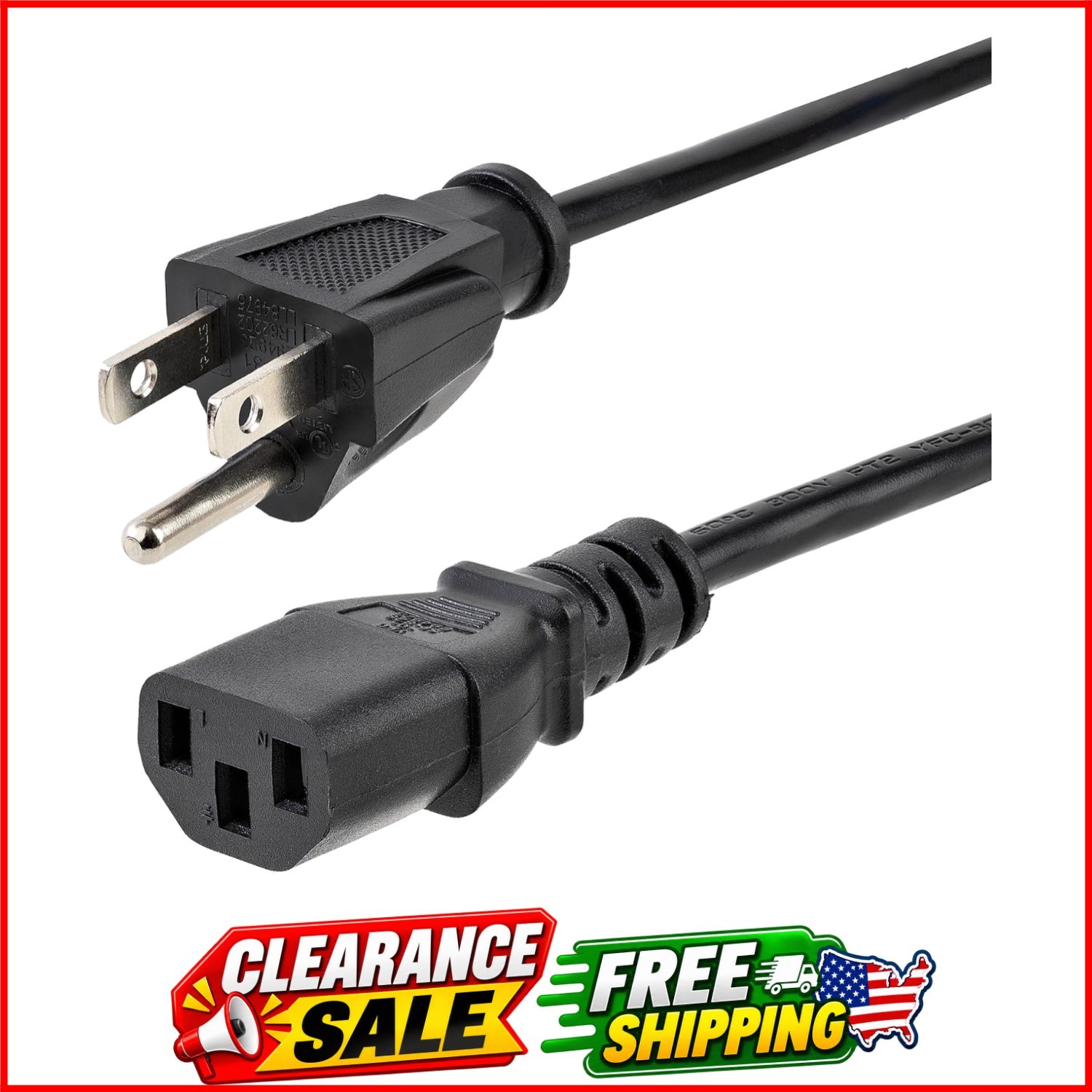6ft 1.8m Heavy Duty Power Cord, NEMA 5-15P to C13 AC Power Cord, 15A 125V, 14...
