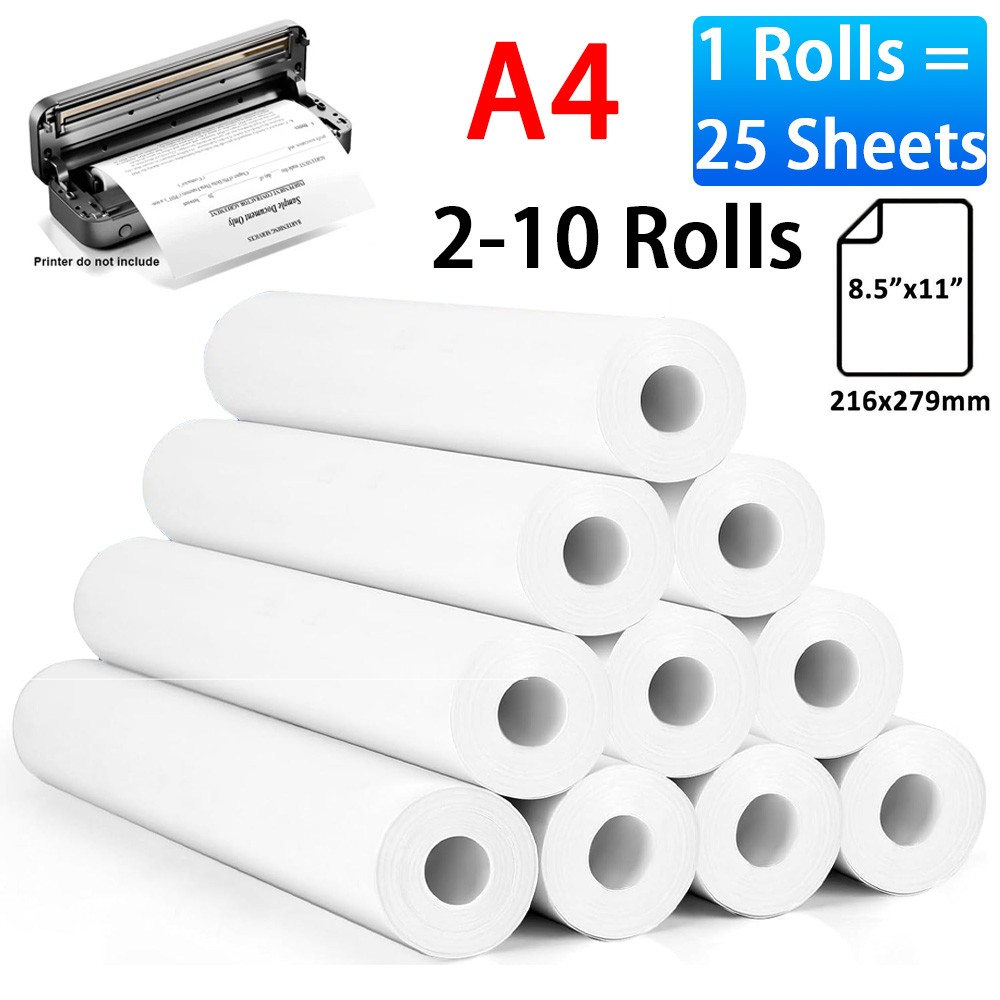 2-10 Rolls Thermal Printer Paper 8.5"x11" US Letter Size Quick-Dry for M08F M832